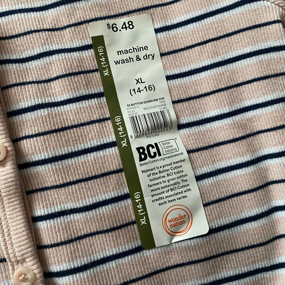 Pink Striped Button Down Rib Top - Picture 3 of 3